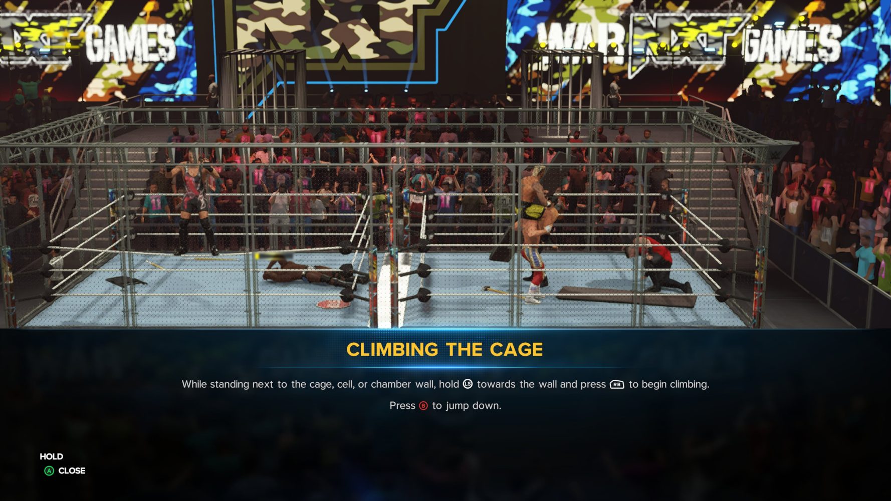 WWE 2K23 WarGames 控制指南 Climb Cage