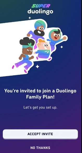 邀请 Duolingo Max 家庭计划的链接