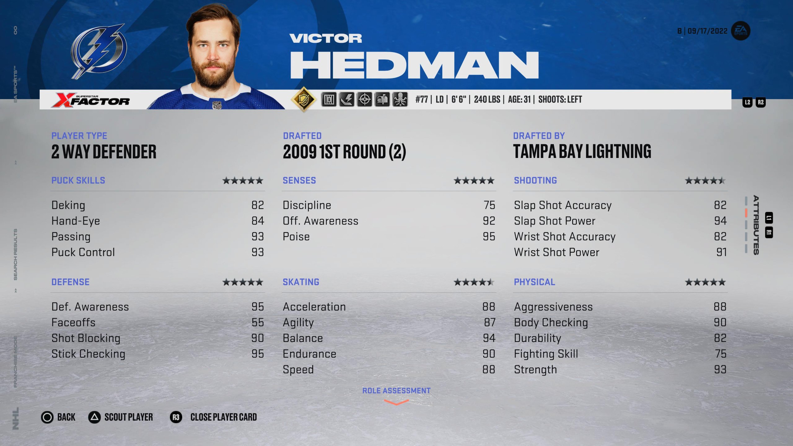 Victor Hedman - NHL 23 中最好的防守队员之一