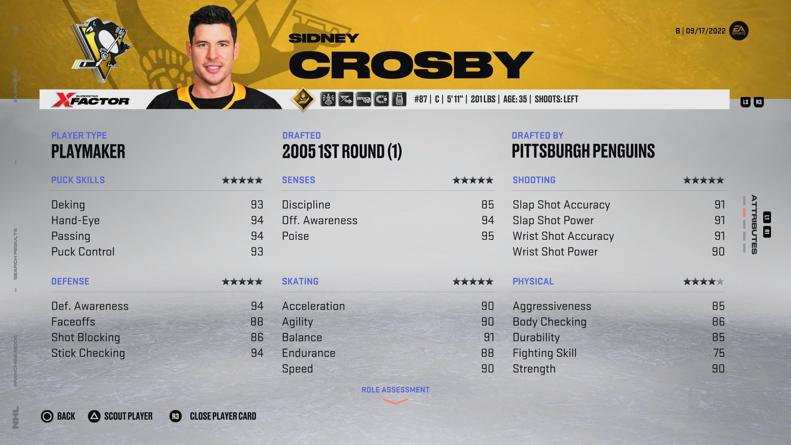 Sidney Crosby - NHL 23 中最好的组织者原型之一