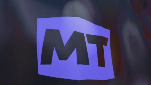 NBA 2k24's MyTeam mode's logo in purple color on black rectangle flag