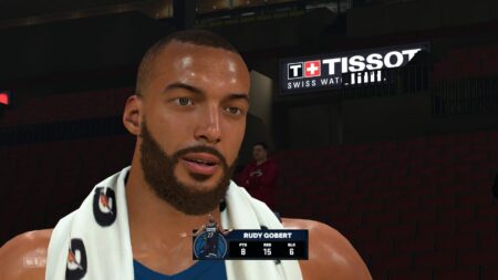 NBA 2k24 simulation game's player snapshot of post match scenes
