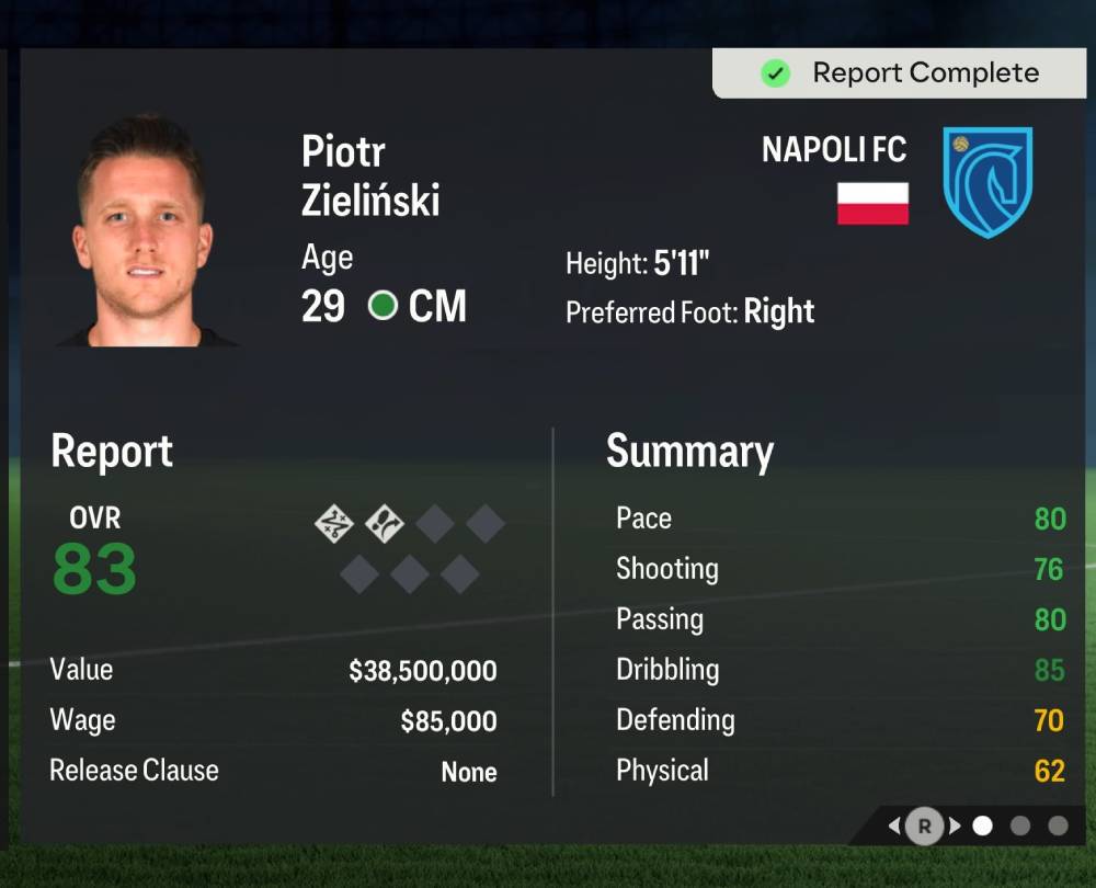 5. Piotr Zielinski，那不勒斯（CM）