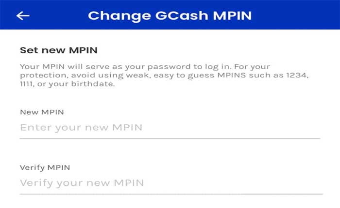 更改 GCash 中的 MPIN