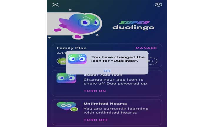 更改 Duolingo 的应用程序图标 